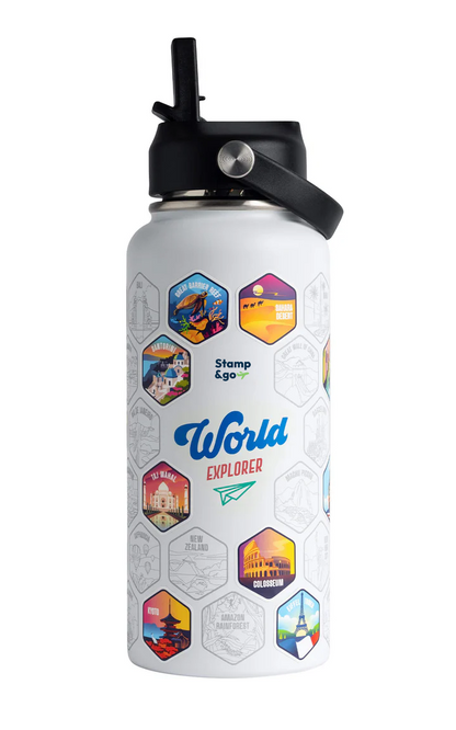 Stamp & Go World Exporer Su Matarası + Çıkartma Seti